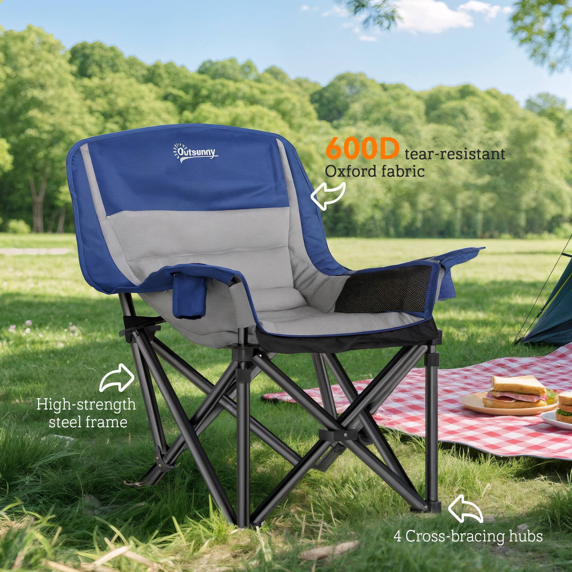 MN Outsunny 600D tear-resistant Oxford fabric, High-strength steel frame, 4 Cross-bracing hubs