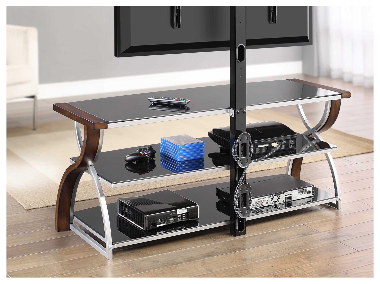 Whalen Furniture 3-in-1 TV Stand for Most Flat-Panel TVs ...