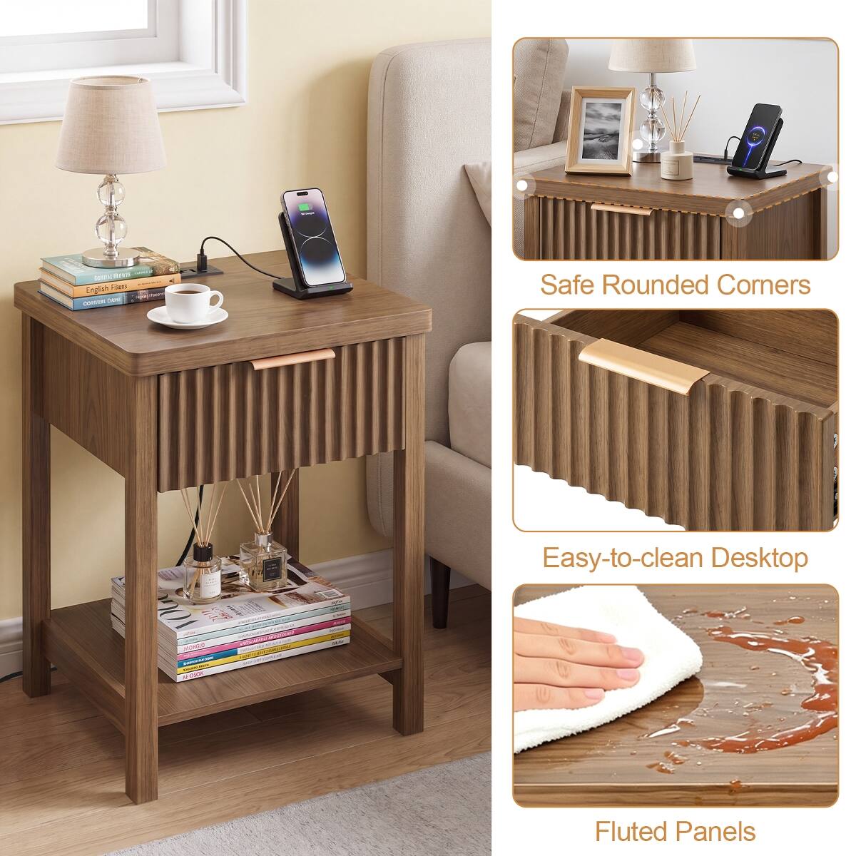 SCINTIVE English Fingers CONTER DAME

Safe Rounded Corners

Easy-to-clean Desktop

Fluted Panels
