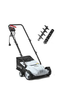 Dapper Supply - 13 in. 2-in-1 Electric Dethatcher & Scarifier, 12 Amp, 8 Gal Bag, 4-Position Depth, Quick Fold - Gray