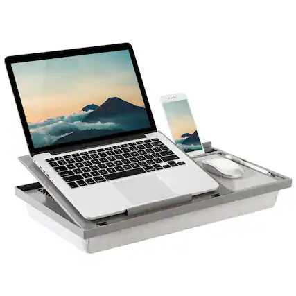 Front. LapGear - Ergo Pro Adjustable Lap Desk for 15.6" Laptop or Tablet - Gray Herringbone.