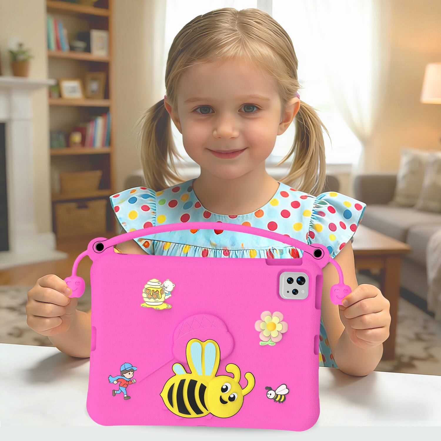 Alt View 4. Dteck - for Apple iPad (A16) 11" 2025 & iPad Air 11‑inch (M4) 2026 Kids EVA Tablet Case,Shockproof Kickstand Cover + Handle - Rosered.