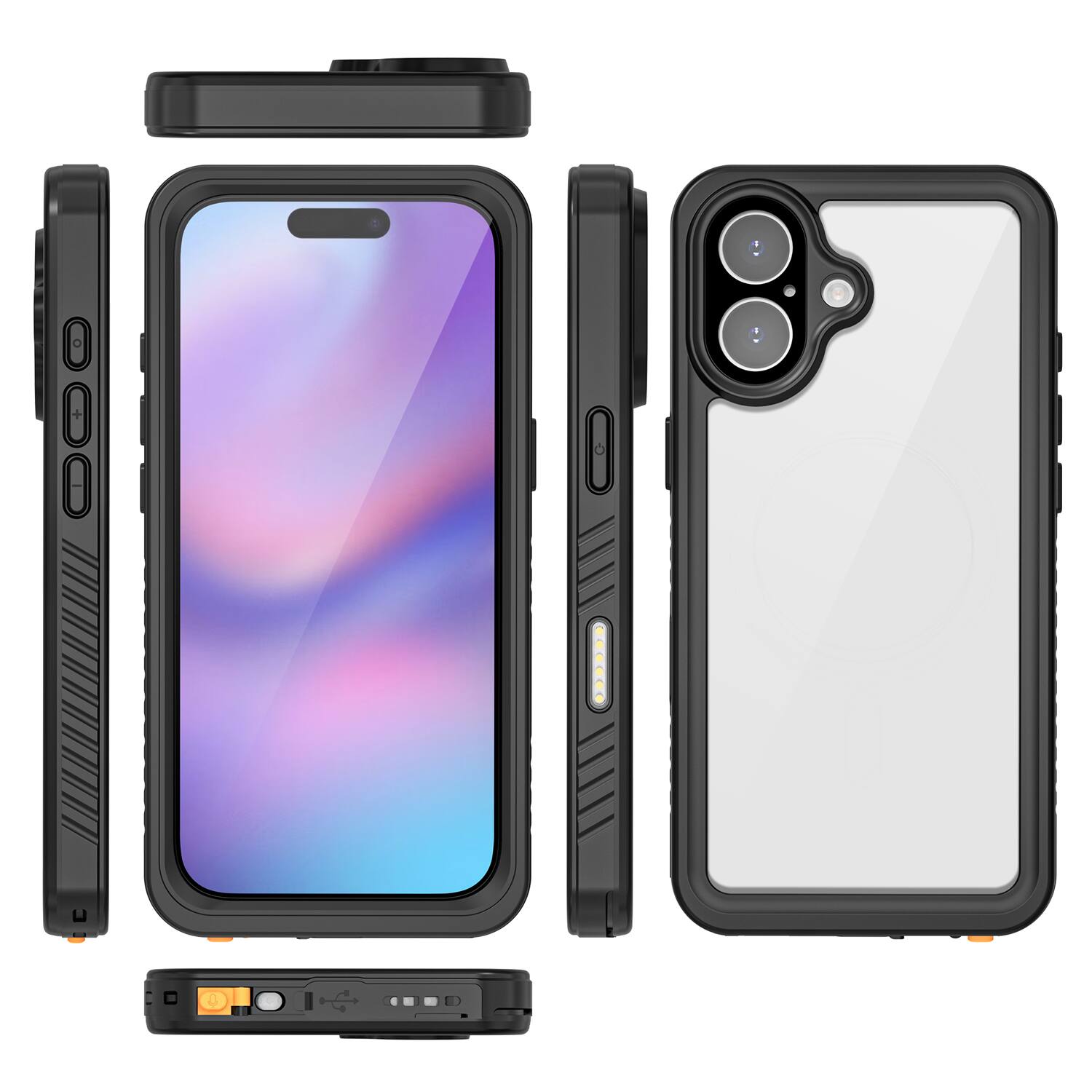 Alt View 2. Dteck - Waterproof Full Body Case for Apple iPhone 17 Clear Shockproof Cover with Screen Protector Dustproof Rugged Shell - Black.