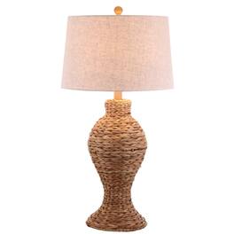 Jonathan Y - Elicia 31" 1-Light Coastal Cottage Water Hyacinth Weave LED Table Lamp - Natural