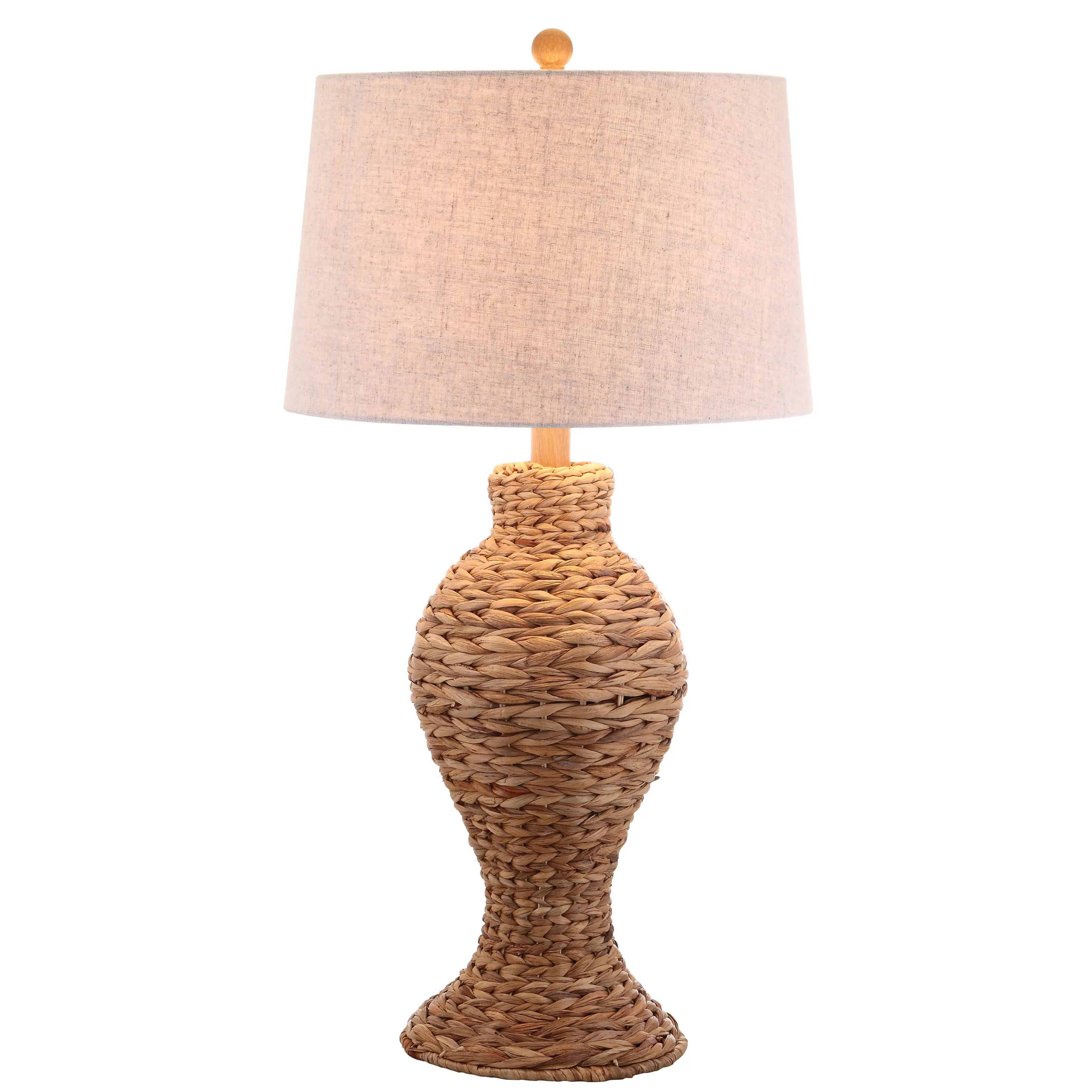 Front. Jonathan Y - Elicia 31" 1-Light Coastal Cottage Water Hyacinth Weave LED Table Lamp, Natural - Natural.