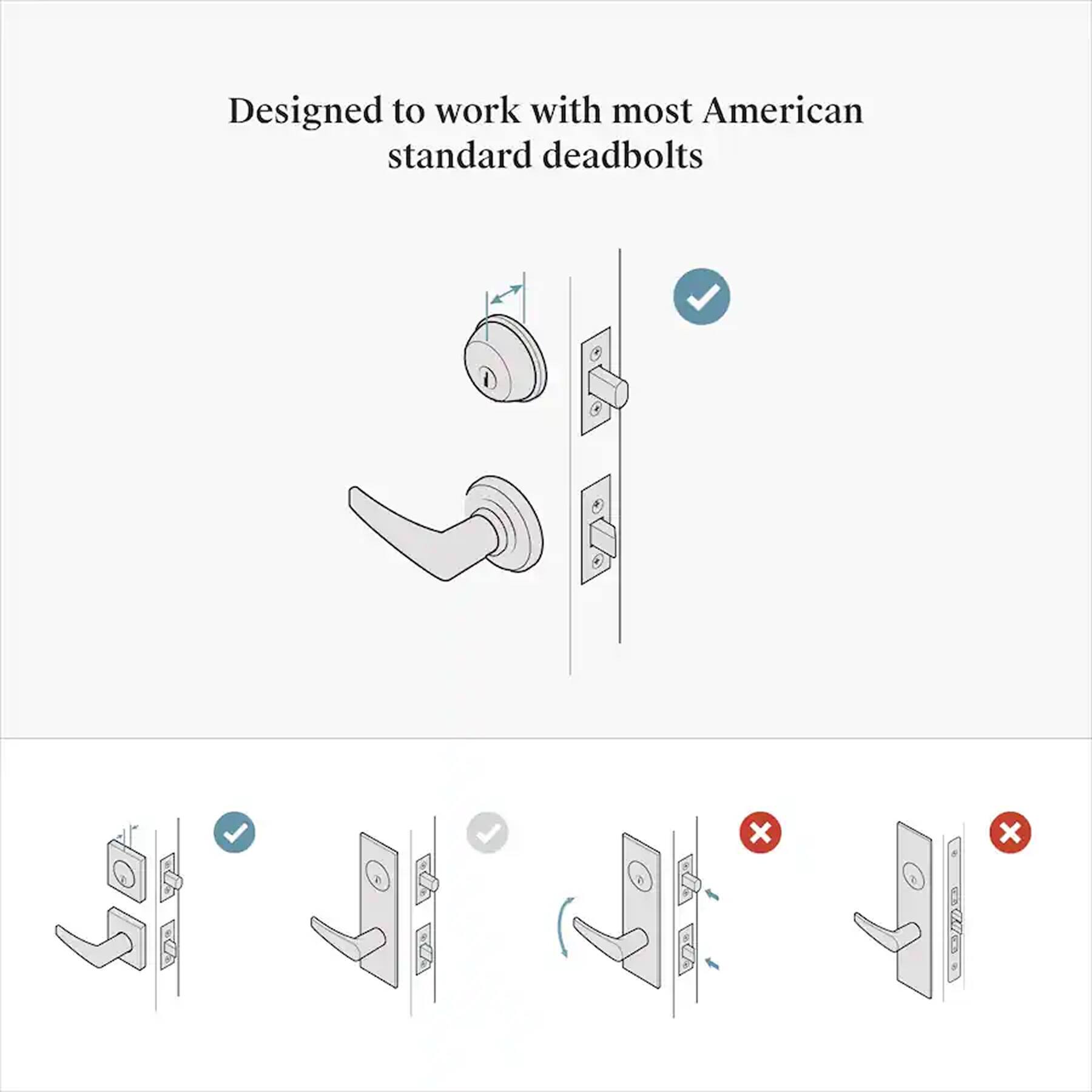 Designed to work with most American standard deadbolts