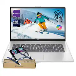 HP - 17.3" HD+ Touchscreen Laptop - Intel Core Ultra 7 255U - 64GB RAM - 2TB SSD - Copilot & Backlit KB- PCO Laptop cooler - Silver