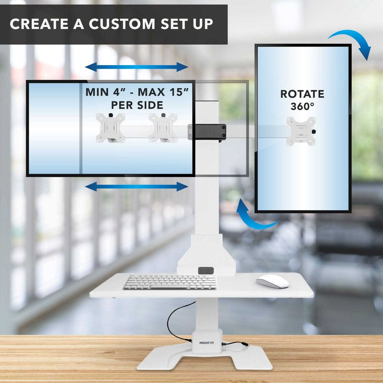 CREATE A CUSTOM SET UP

MIN 4" - MAX 15" PER SIDE

ROTATE 360°

MOUNT-IT!