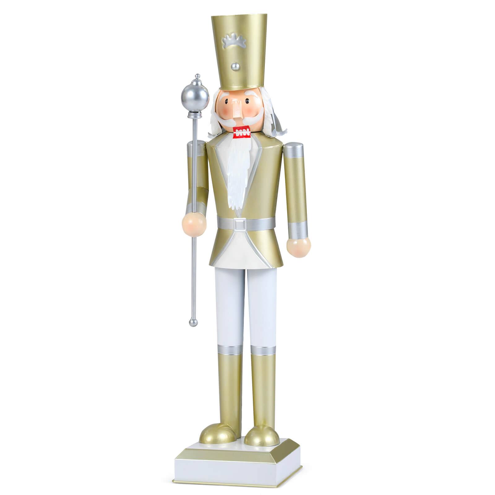 Alt View 9. Costway - Costway 32.5" Christmas Nutcracker with High Hat & Beautiful Scepter, Uniform & Boots for Yard Advent Calendar - Gold.