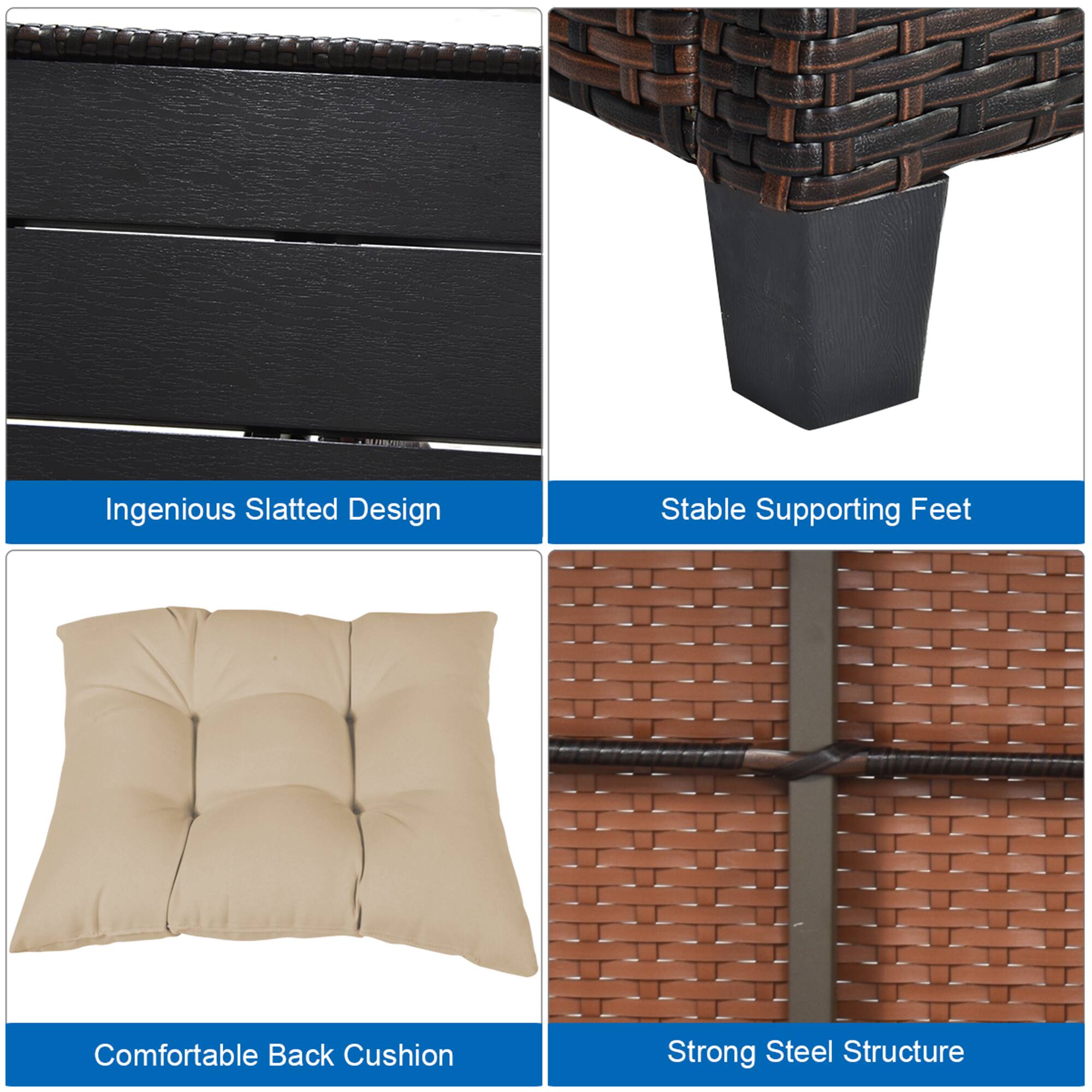 Ingenious Slatted Design, Stable Supporting Feet, Comfortable Back Cushion, Strong Steel Structure