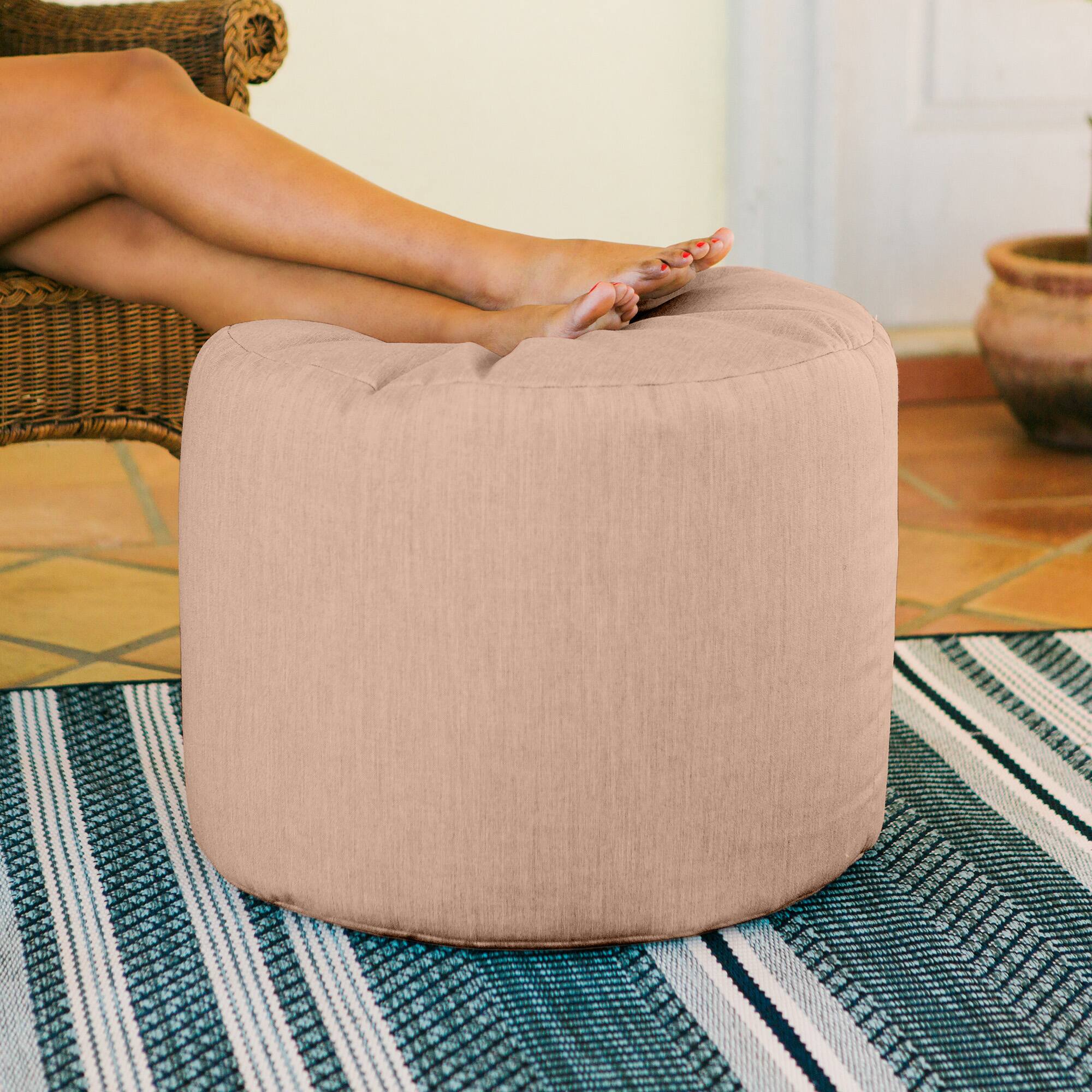 Back. Jaxx - Jaxx Spring Indoor / Outdoor Bean Bag Pouf Ottoman, Sunbrella Petal - Petal.