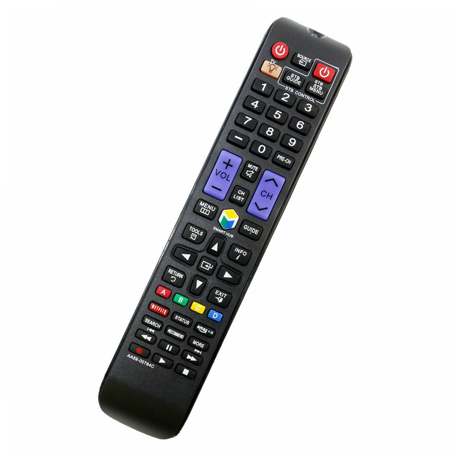 TV SOURCE - STB GUIDE  
STB 1 STB MENU STB 2 CONTROL  
1 2 3 4 5 6 7 8 9 0 PRE-CH MUTE VOL CH CH LIST MENU TOOLS SMART GUIDE HUB INFO RETURN EXIT A B C D SEARCH STATUS HUB INFO  
AMAZON PRIME RECOMMEND MORE  
AA59-00784C