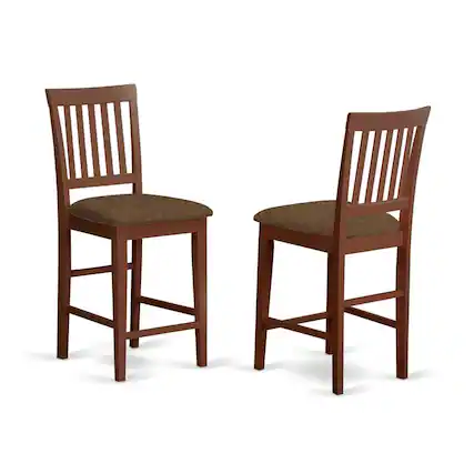 Front. East West Furniture - Vernon Counter Stools with Cushion Seat - Mahogany Finish - Mahogany.
