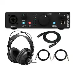 Arturia - MiniFuse 1 USB C Black Audio Interface with Headphones and Cable Bundle