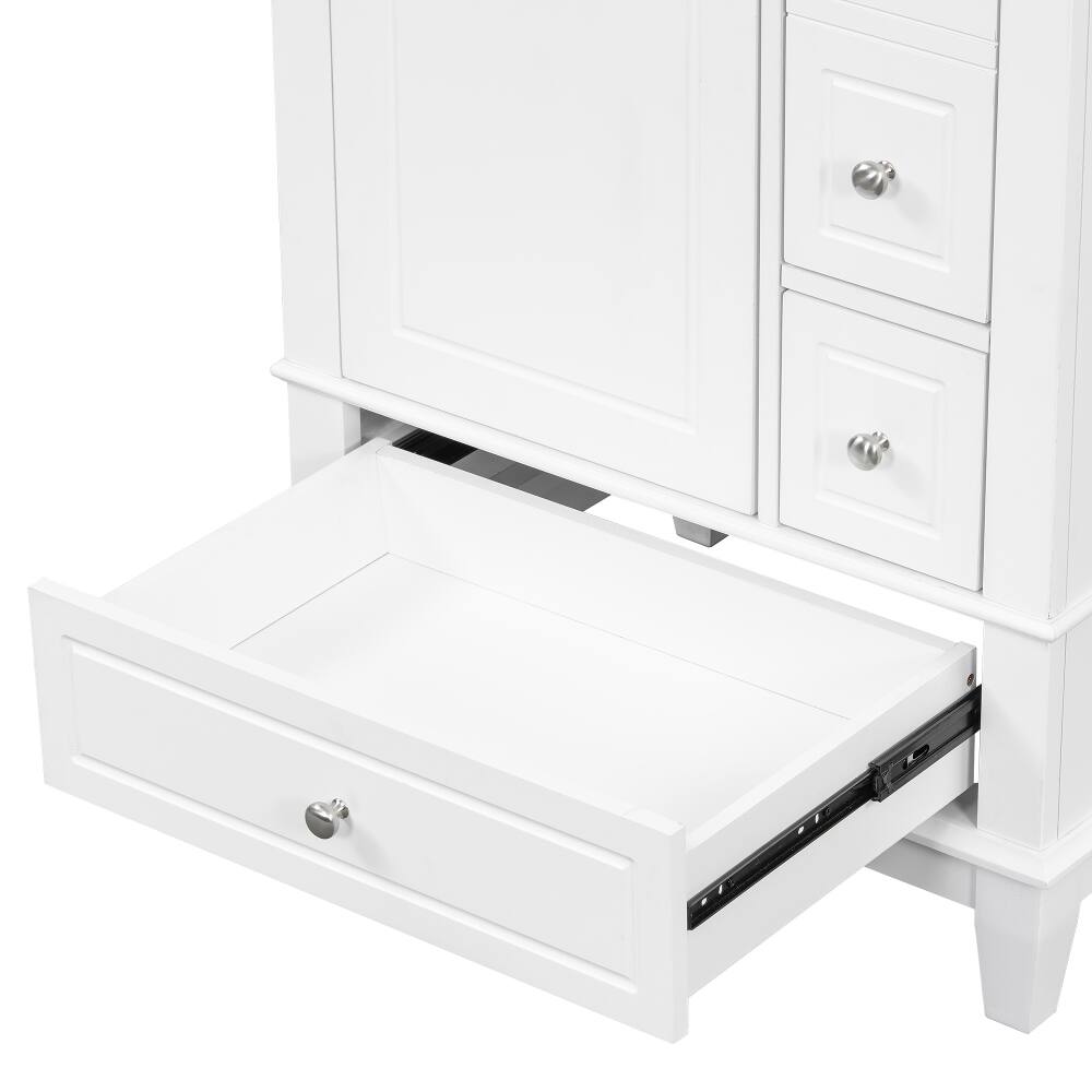 Angle. Loheer - Loheer 24 inch bathroom vanity with sink White Freestanding Vanity Cabinet Ceramic Top - White.