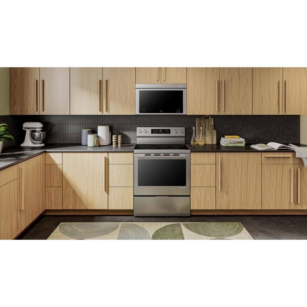 Alt View 2. KitchenAid - 30 in. Wide 5 elements 5.3 cu. ft. Smart Freestanding Electric Range with Convection Cooking Modes - PrintShield Stainless Finish.