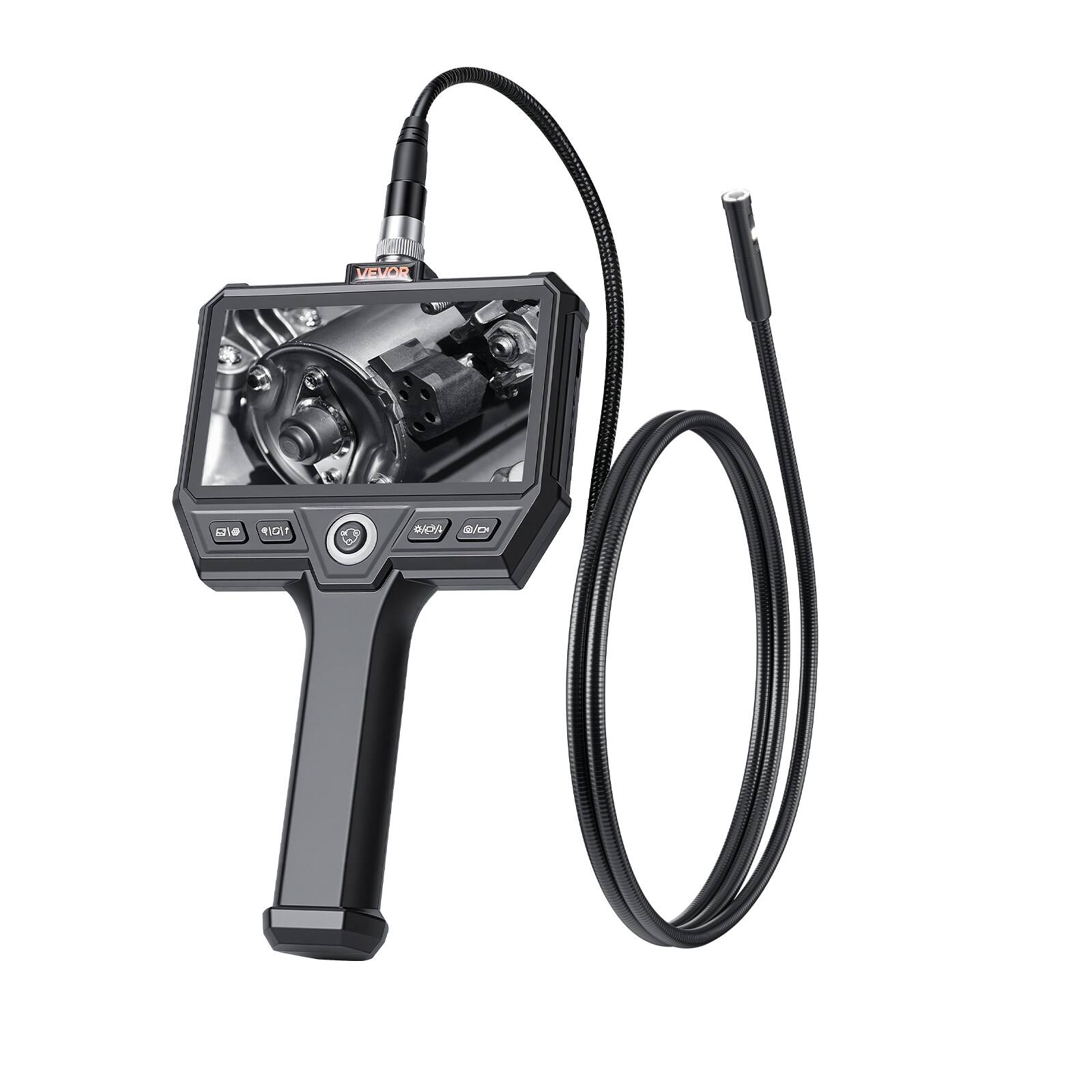 Alt View 5. VEVOR - Triple Lens Endoscope with Light, 5" HD IPS Screen Industrial Borescope Camera, 8 + 2 LED Lights, 8X Zoom, 5000mAh - Black.