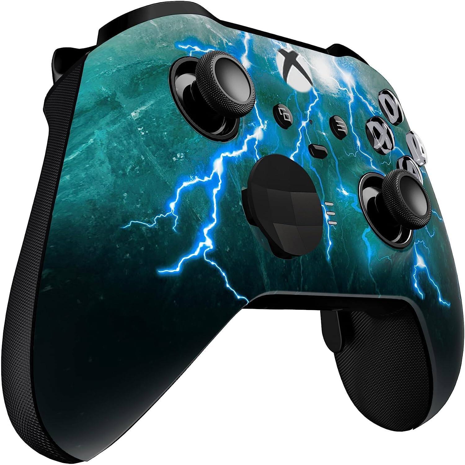 Left. Custom Controllerzz - Custom Elite Series 2 Wireless Controller for Xbox Series X, Xbox Series S, Xbox One - Green Skies.