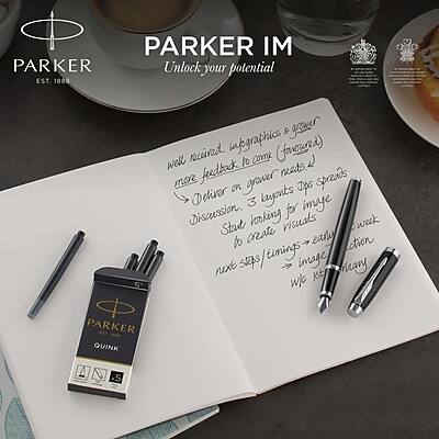 PARKER IM  
Unlock your potential  
EST. 1888  

well received, infographics as your  
more feedback to come (favorited)  
Deliver on your needs.  
Discussion. 3 layouts for top spreads  
State creating images  
next steps/timings to create images  
We need image action  
next week  
We need many