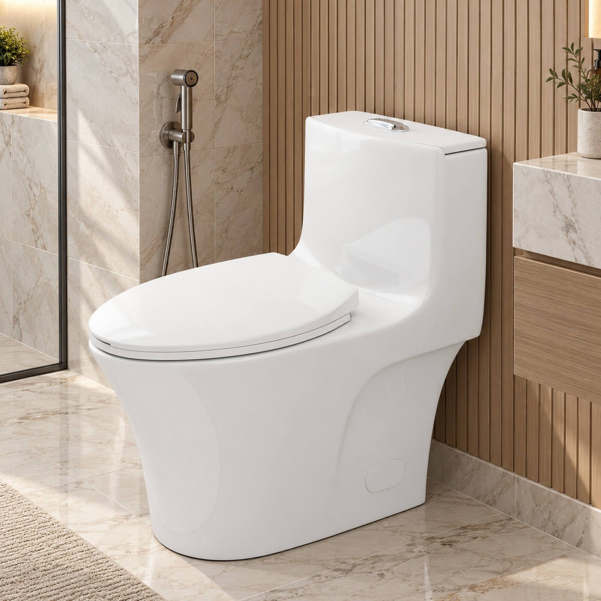 RYHNUYNE One Piece Toilet, Dual Flush Elongated Comfort Height Soft ...