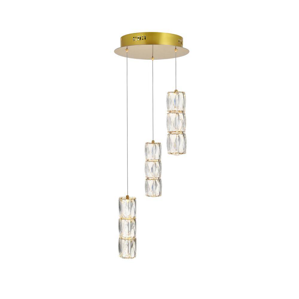 Back. Elegant Lighting - Polaris LED light Gold Pendant Clear Crystal - Gold.