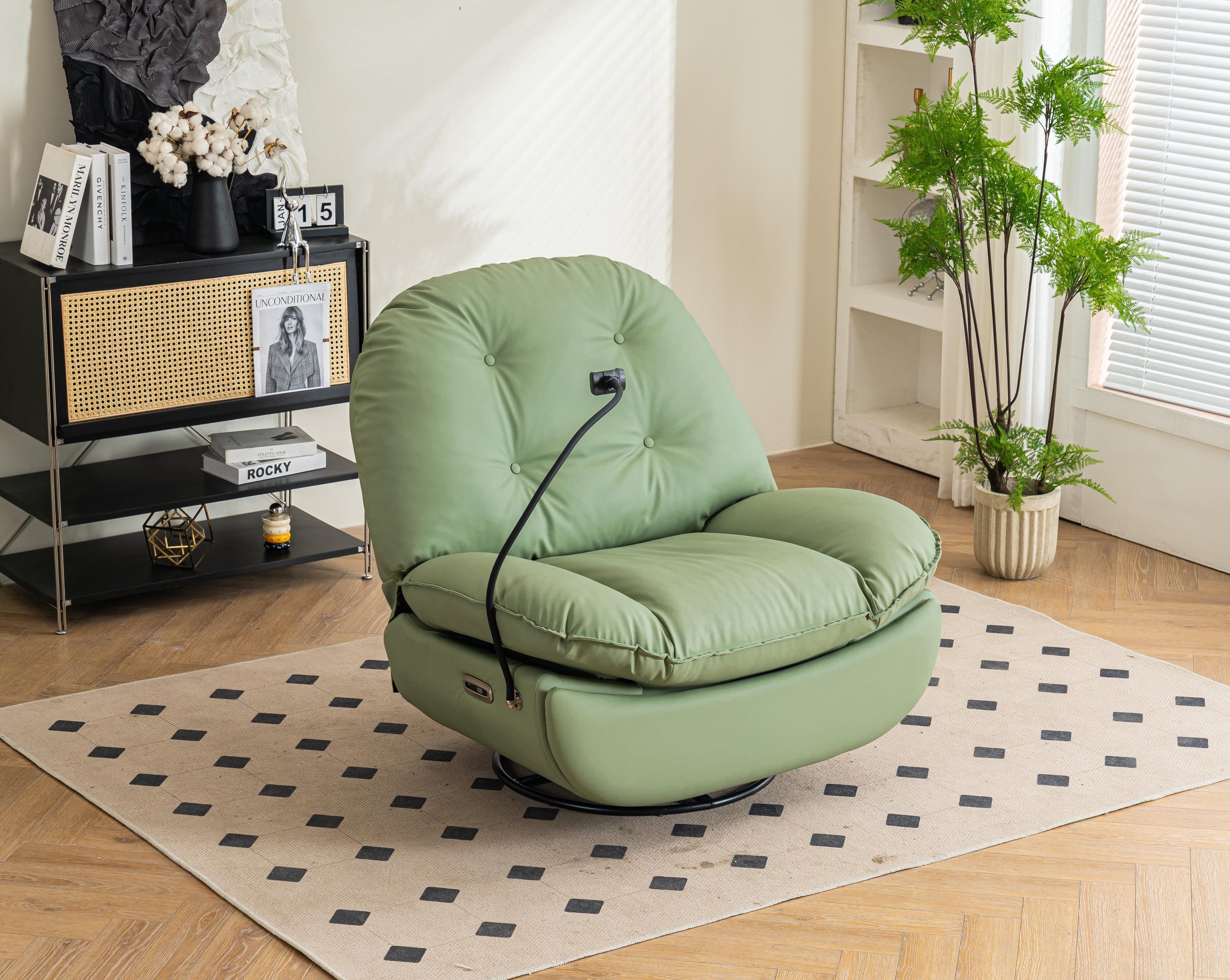APRILSOUL - Power Recliner Swivel Glider Usb Charger Bluetooth Music Player Sleep Working Game Leisure Model - Green