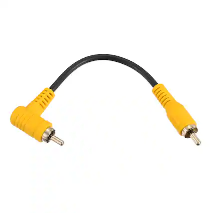 Front. Unique Bargains - RCA Right Angle Cable, 1 RCA Male Bend to 1 RCA Male, for Subwoofer Amplifier Home Theater - Black.
