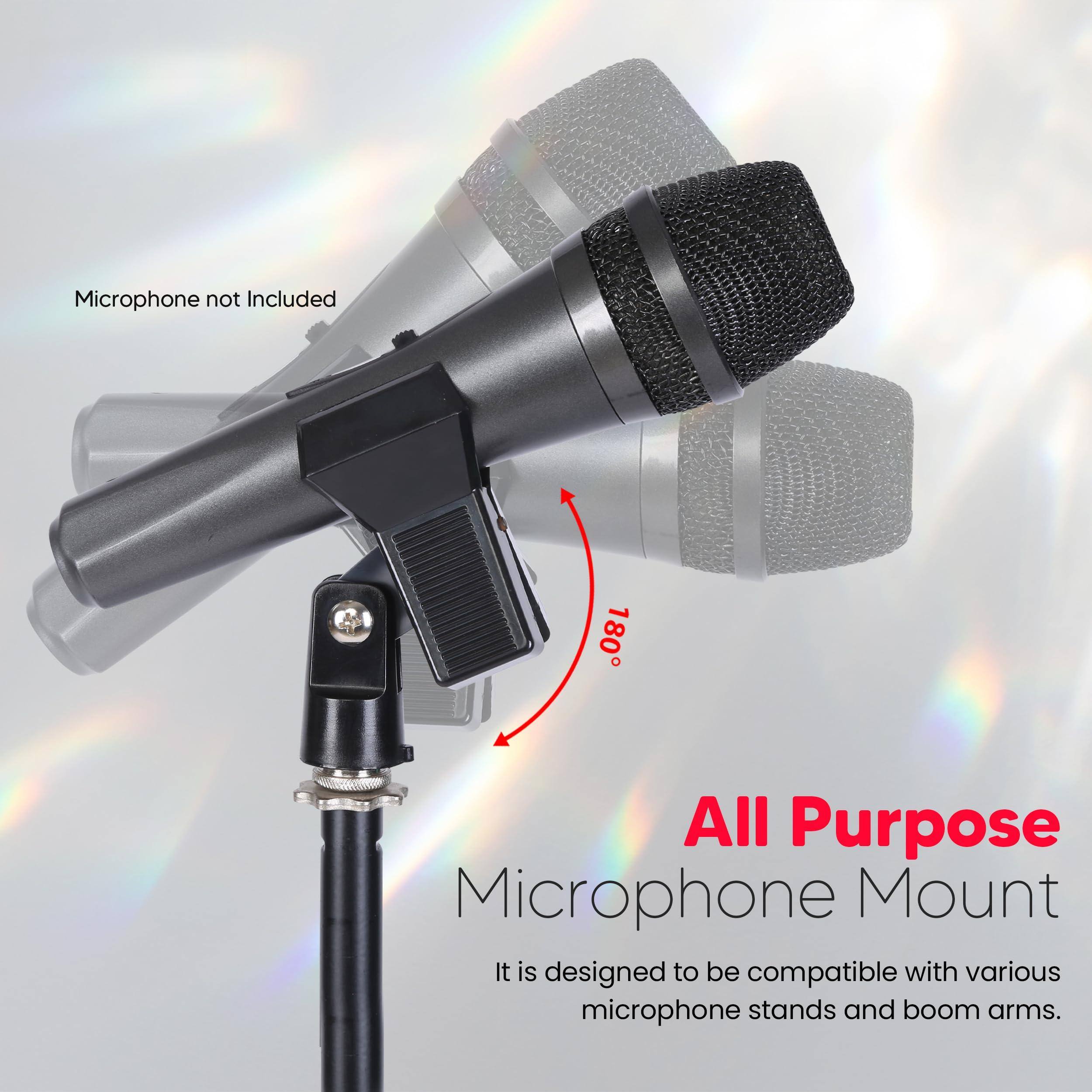 Microphone not Included

All Purpose Microphone Mount

It is designed to be compatible with various microphone stands and boom arms.