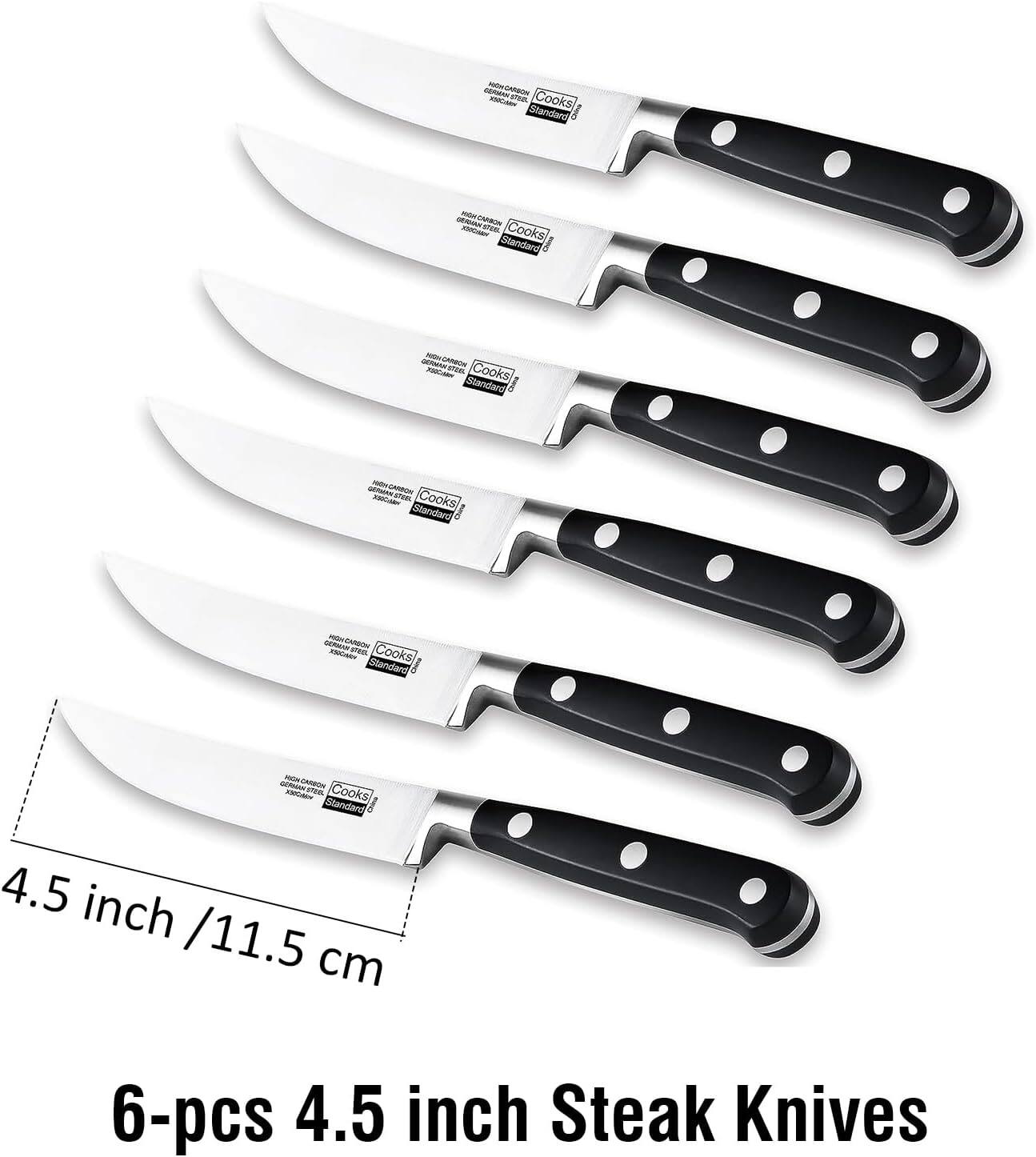 HIGH CARBON TOCCARY Cooks Standard
- CARBON caroetos COL Cooks XXXXXXXXXXXX Standard
GERMAN MICH CARBOK Jasta XSV.der Cooks Standard China
GERANN IN CARBON adidas  Cooks Standard
GERMAN STED MICH CARBON 350Calm 152k Cooks Standard
4.5 inch /11.5 cm
6-pcs 4.5 inch Steak Knives