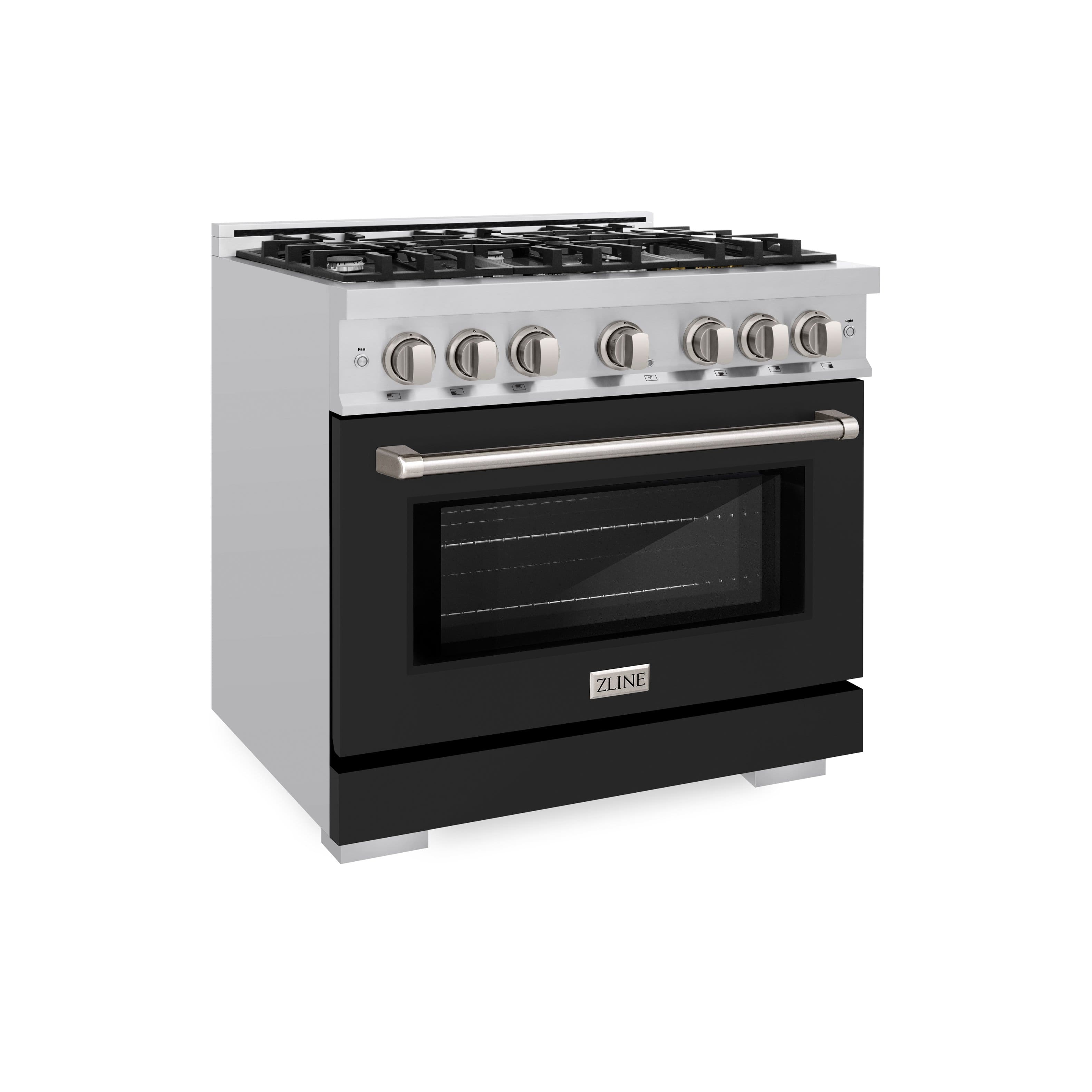 ZLINE - 36" Select Dual Fuel Black Matte Door Range w/ 6 Burners & Convection Oven (HDR-BLM-36) - Black