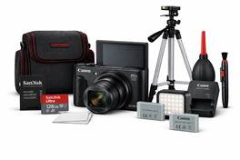 Bundle - Canon - PowerShot SX740 HS Digital Camera with 128GB SD, Case, LED Light, Tripod, Extra Battery & Charger, Deluxe - Black