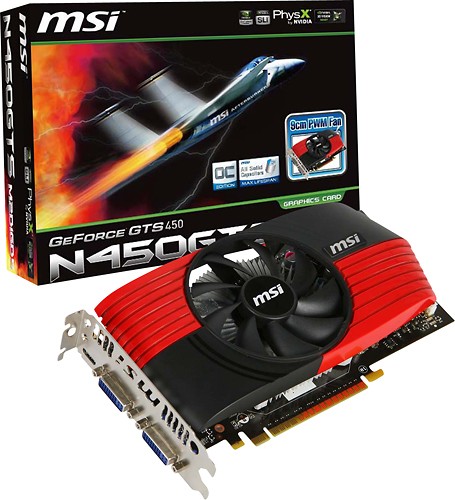 Best Buy Msi Geforce Gts 450 1gb Gddr5 Pci Express 2 0 Graphics Card N450gts M2d1gd5 Oc