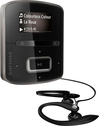 een kopje richting over het algemeen Best Buy: Philips GoGear Raga Sport 4GB* MP3 Player Black SA3RGA04K/37