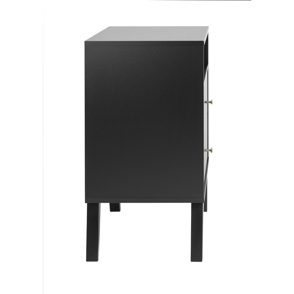 Left. Prepac - Milo Mid Century Modern 2-drawer Tall Nightstand with Open Shelf, Black - Black.