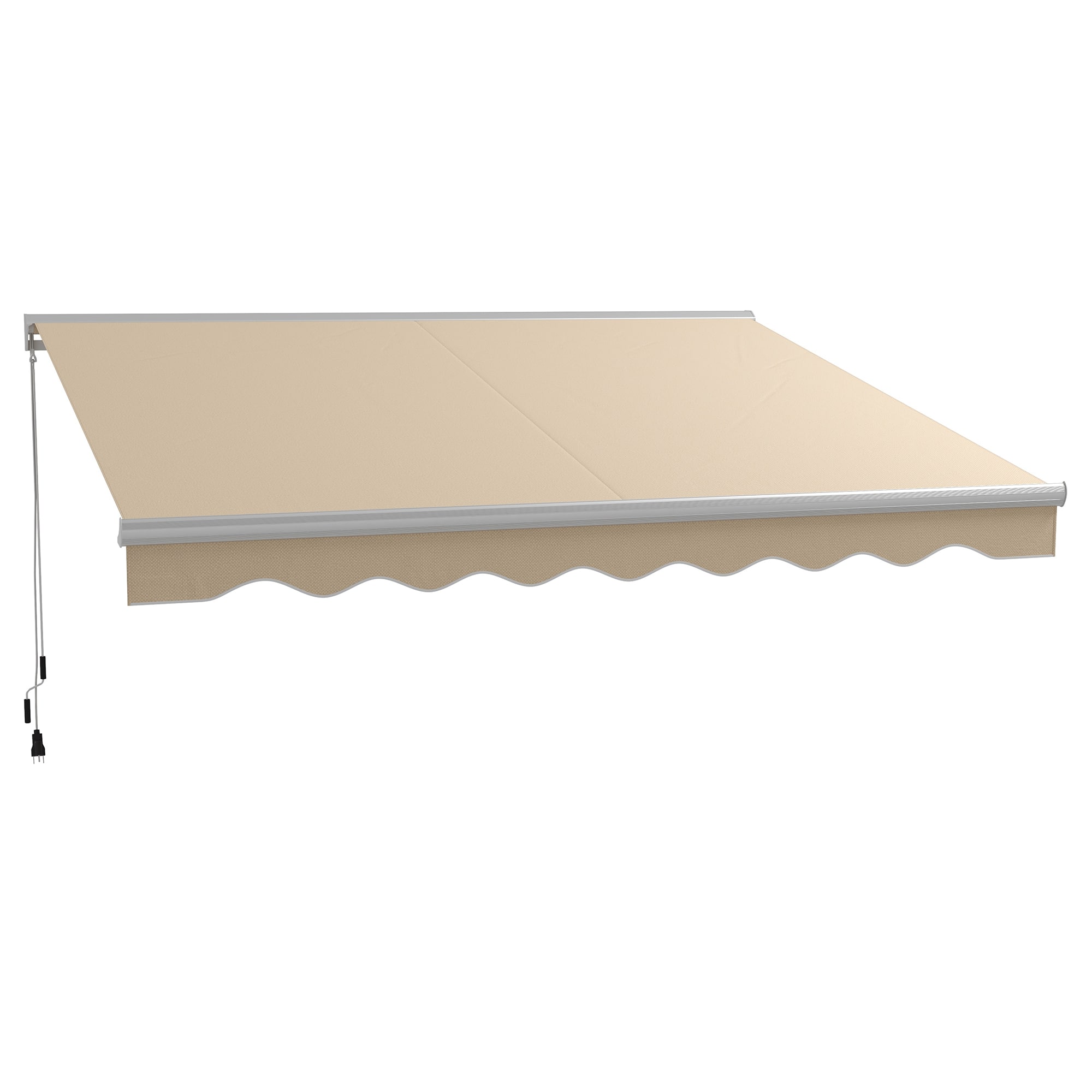 Outsunny - 13' x 10' Electric Awning with LED Lights, Retractable Awning, UV40+ Sun Shade Shelter with Remote Controller - Cream White