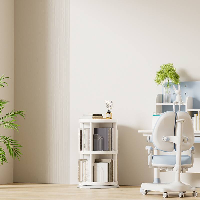 Front. FC Design - FC Design 360° Rotating 2-Tier Bookshelf, Space-Saving Organizer for Home, Office, Easy Assembly - White.