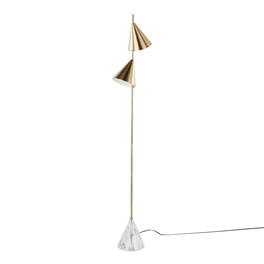 Loheer - Brushed Floor Lamp Faux Marble Base Tall Standing Light for Living Room Bedroom 65 Inch - Gold