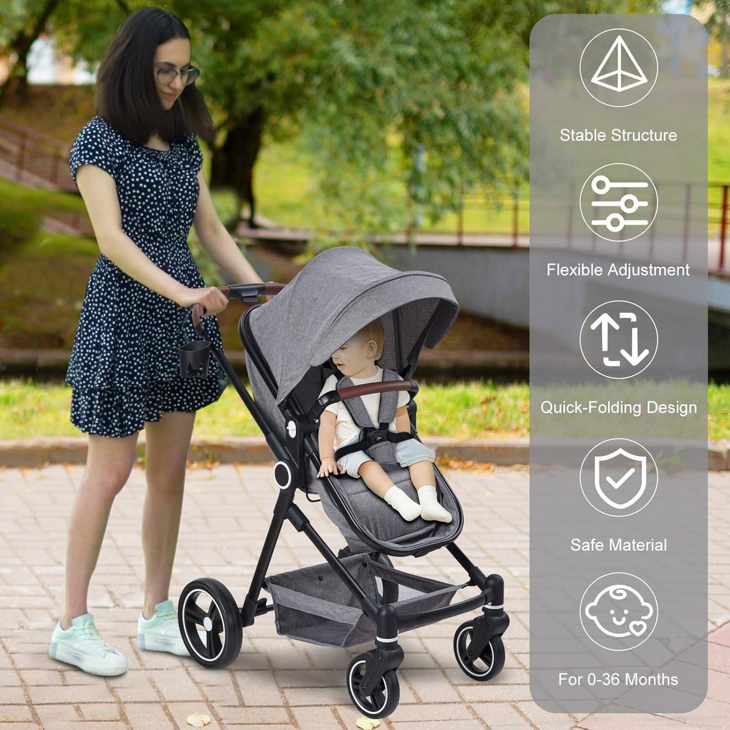 - Stable Structure
- Flexible Adjustment
- Quick-Folding Design
- Safe Material
- For 0-36 Months