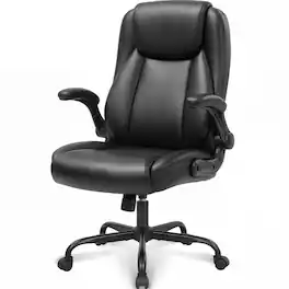 Celtoss - Executive Office Chair, Ergonomic High Back Faux Leather Chair with Lumbar Support & Swivel Rolling Wheels - Black