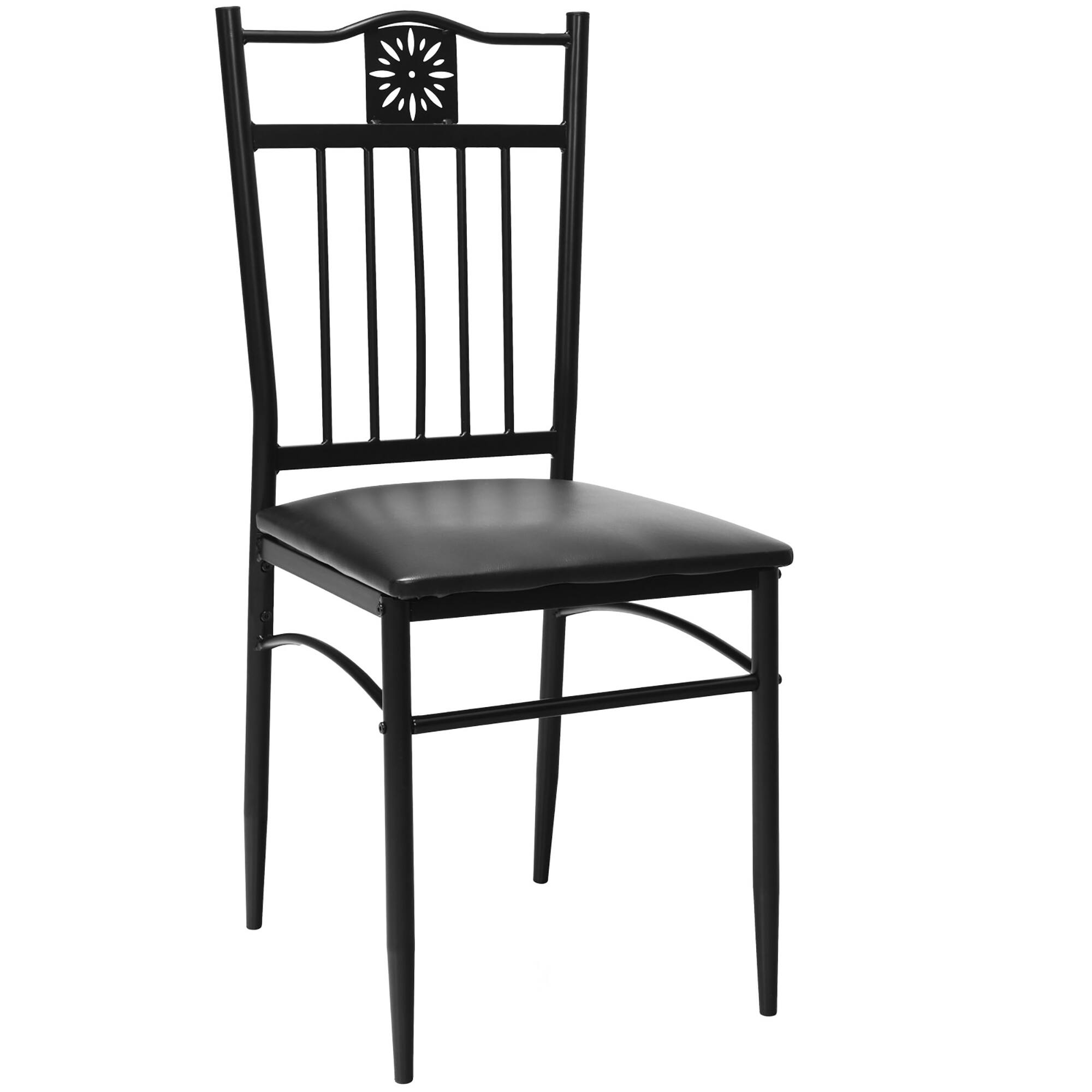 Alt View 17. Costway - 5PCS Dining Set Metal Table & 4 Chairs Kitchen Breakfast Furniture Black - Black.