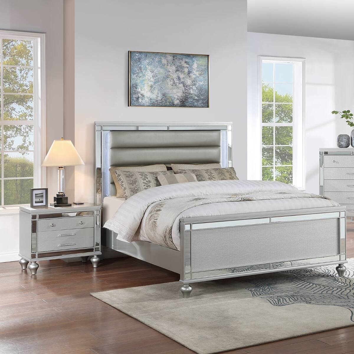 Loheer Solid Wood Bedside Table, Two Drawer Nightstand with Mirror ...