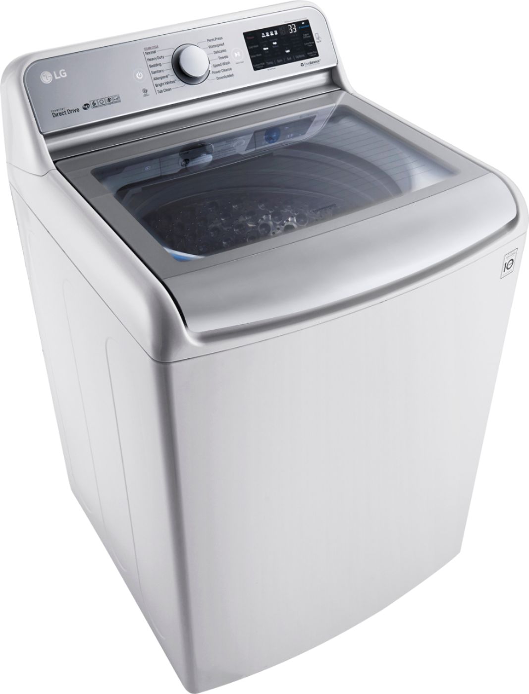 Angle View: LG - 5.7 Cu. Ft. High-Efficiency Top-Load Washer with Steam and TurboWash Technology - White