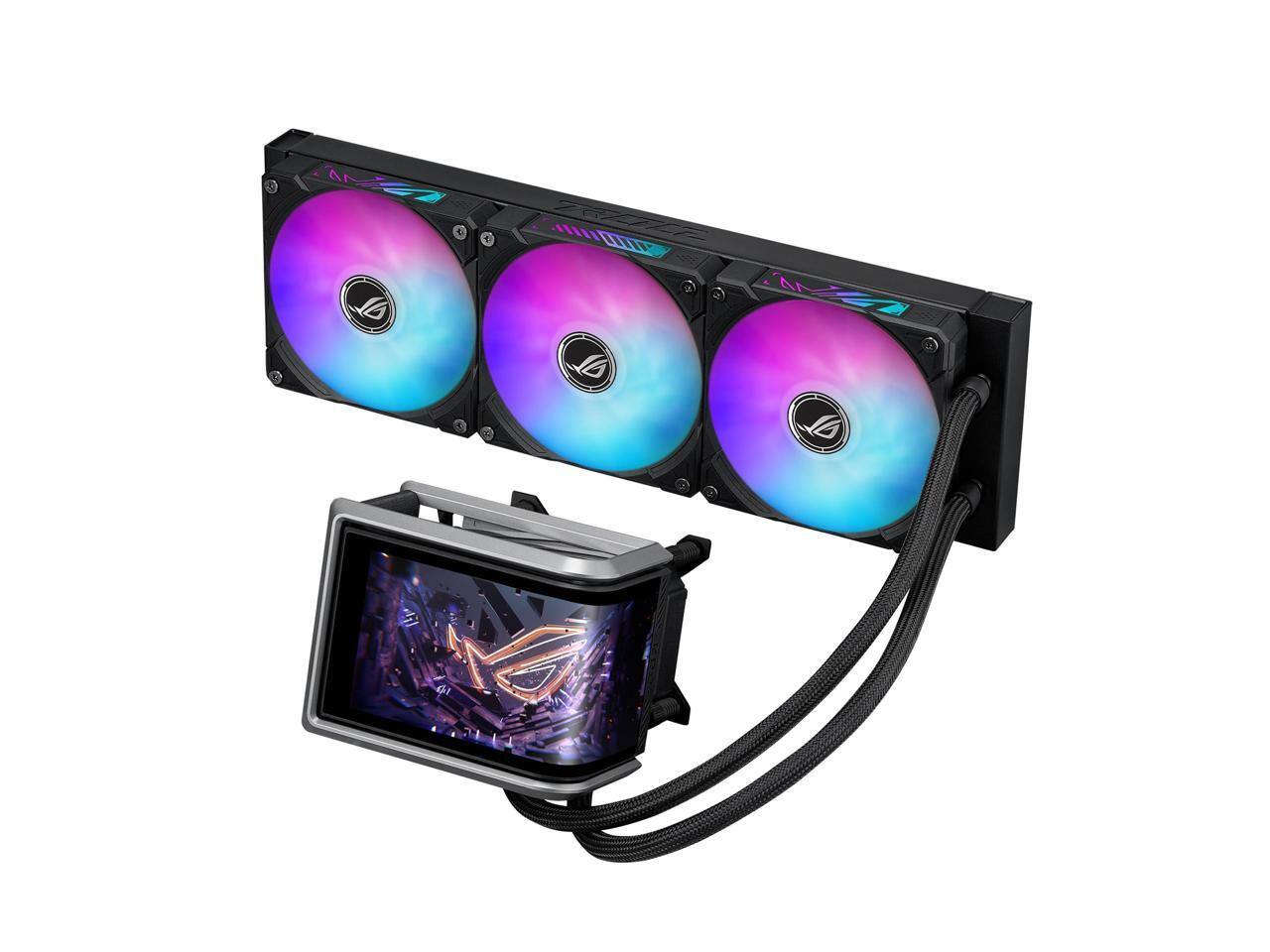 Alt View 7. ASUS - ASUS ROG RYUO IV 360 ARGB AIO with 6.67" AMOLED Display, Asetek Emma Gen8 V2 Pump, Daisy-Chained ARGB Fans - Black.