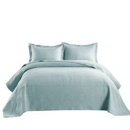 MarCielo - 3 Piece 100% Cotton Oversized Bedspread Lightweight Quilt Set - Mint Green