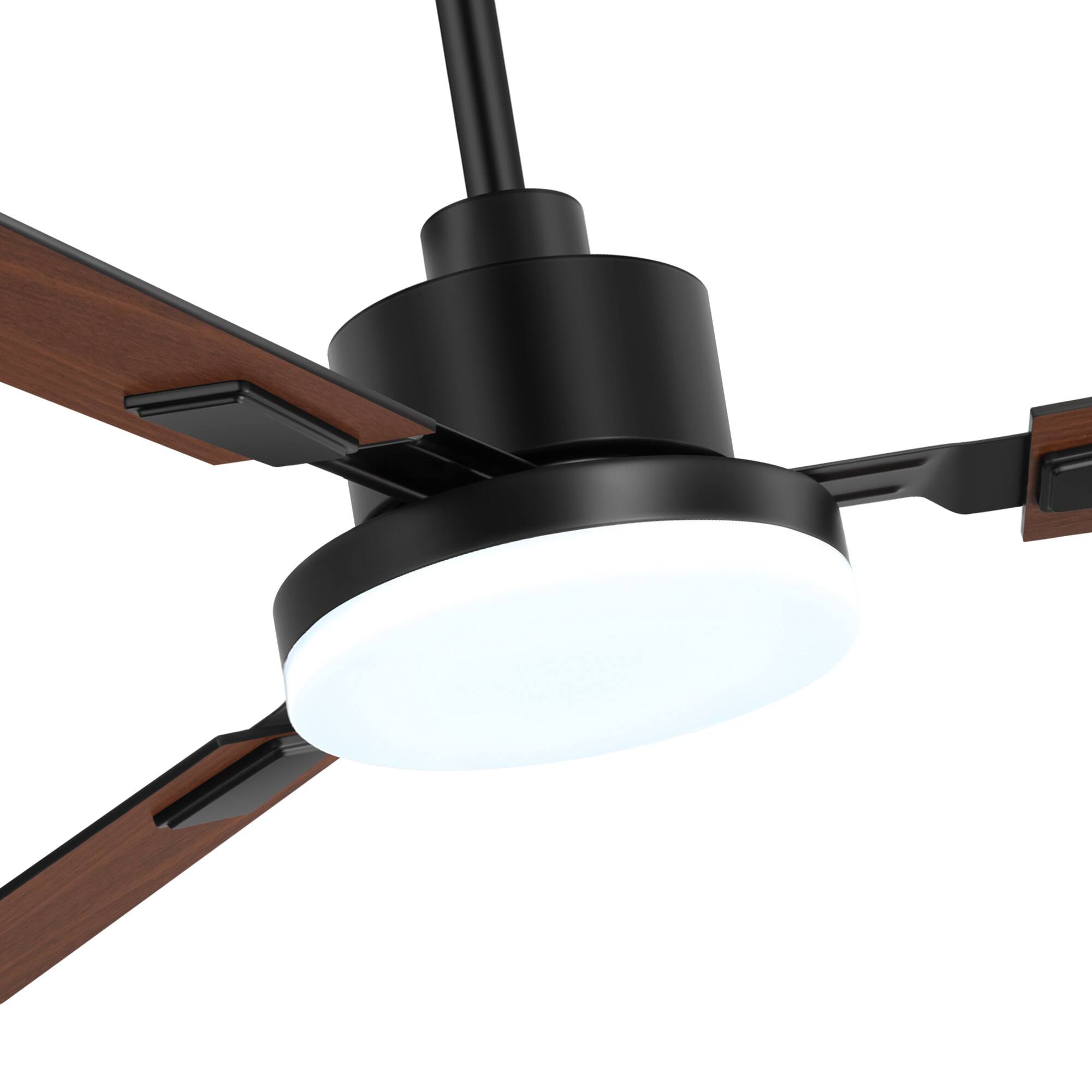 Alt View 5. Breezary - Breezary 52'' Ceiling Fan with 3 Dual-Finish Plywood Blades, 3-Color Light, 6-Speed DC Motor, Remote & Memory Function - Matte Black and Dark Wood Grain.