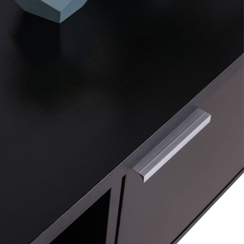 Alt View 2. Madesa - Madesa TV Stand with 2 Cabinet Doors and Open Shelves 57"L Media Storage - Black - Black.