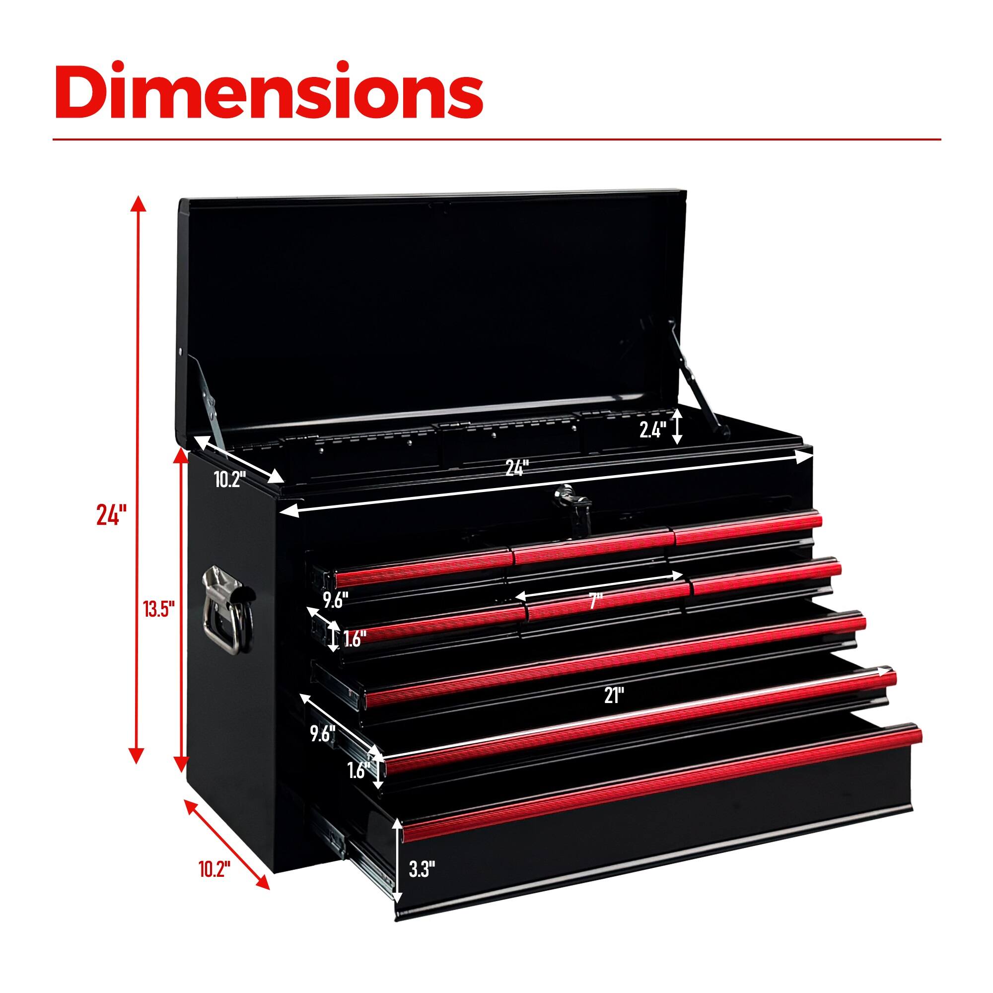 Dimensions: 2.4" x 24" x 10.2" x 24" x 13.5" x 9.6" x 1.6" x 21" x 9.6" x 1.6" x 10.2" x 3.3"