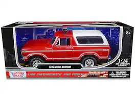 1978 Ford Bronco Fire Department Unmarked Red "Law Enforcement and Public Service" Series 1/24 Model Car by Motormax