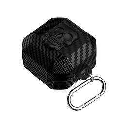 Dteck - Skull Lock For Samsung Galaxy Buds 4/ 4 Pro Shockproof Rugged Case with Keychain - Black