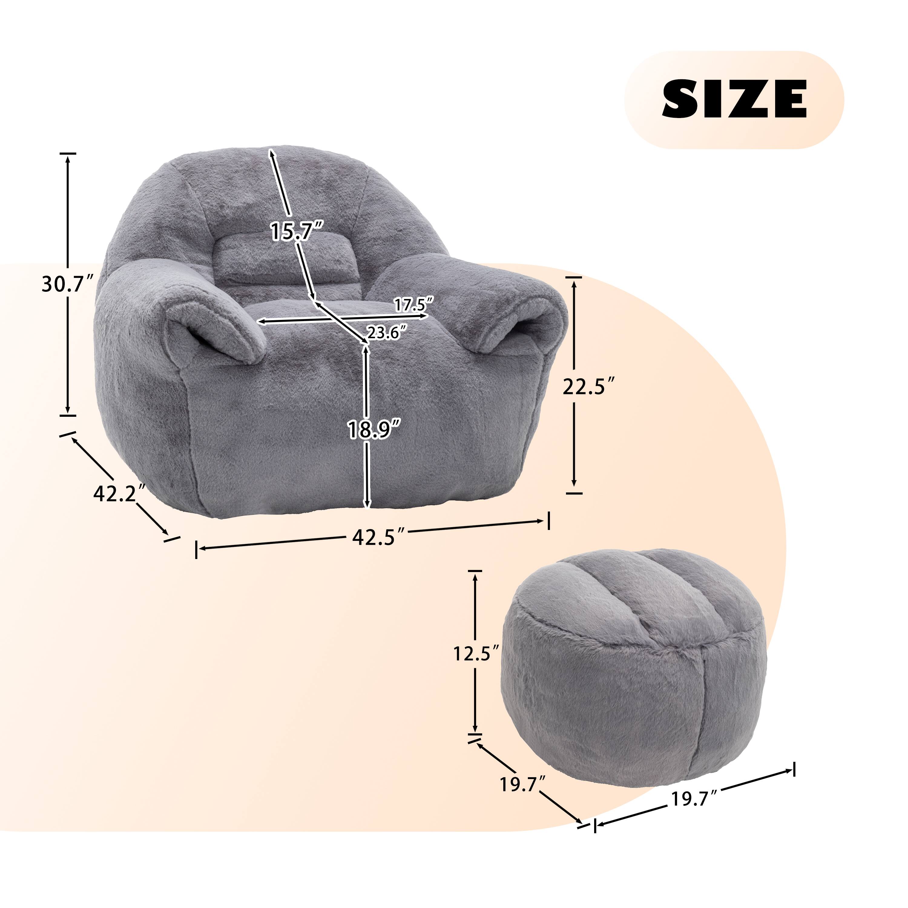 SIZE  
15.7"  
30.7"  
17.5"  
23.6"  
22.5"  
18.9"  
42.2"  
42.5"  
12.5"  
19.7"  
19.7"